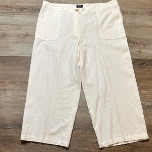 Jones New York Cream Linen Cropped  Trousers